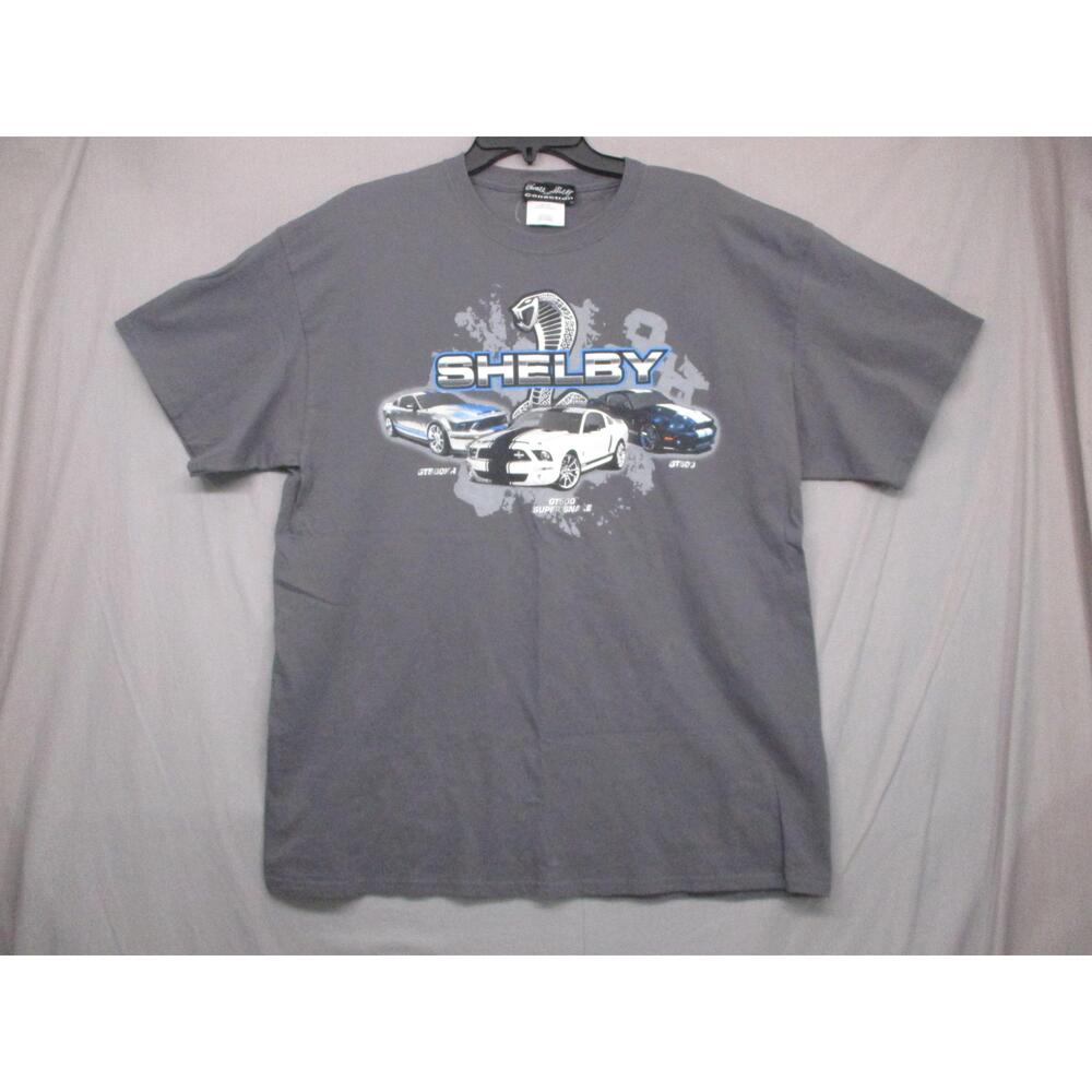 Carroll Shelby Grey Graphic Tee Car Logo Short Sleeve‎ Unisex T-Shirt Size XL